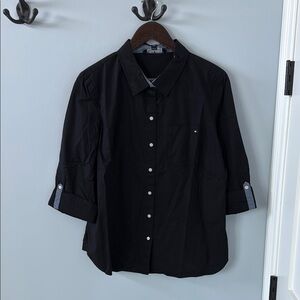 Tommy Hilfiger Black Casual Button Down Shirt with Rolled Sleeves